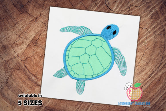 Blue Colored Bold Turtle Applique for Holiday Embroidery