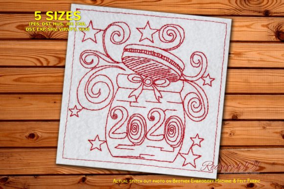 Decorated Ceramic Jar Redwork