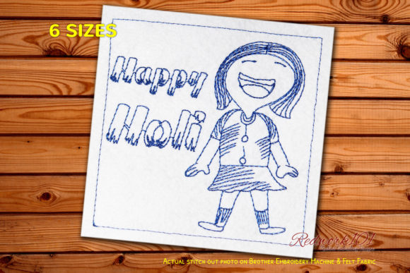 Happy Holi with Cute Girl Redwork: A Designer's Review