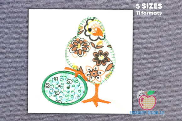 Small Chick with an Egg Applique for Boutique Apparel